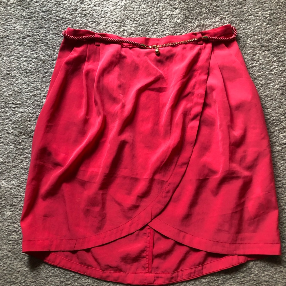 H&M Pink Mini Skirt Wrap Tulip Hem with Belt size 8